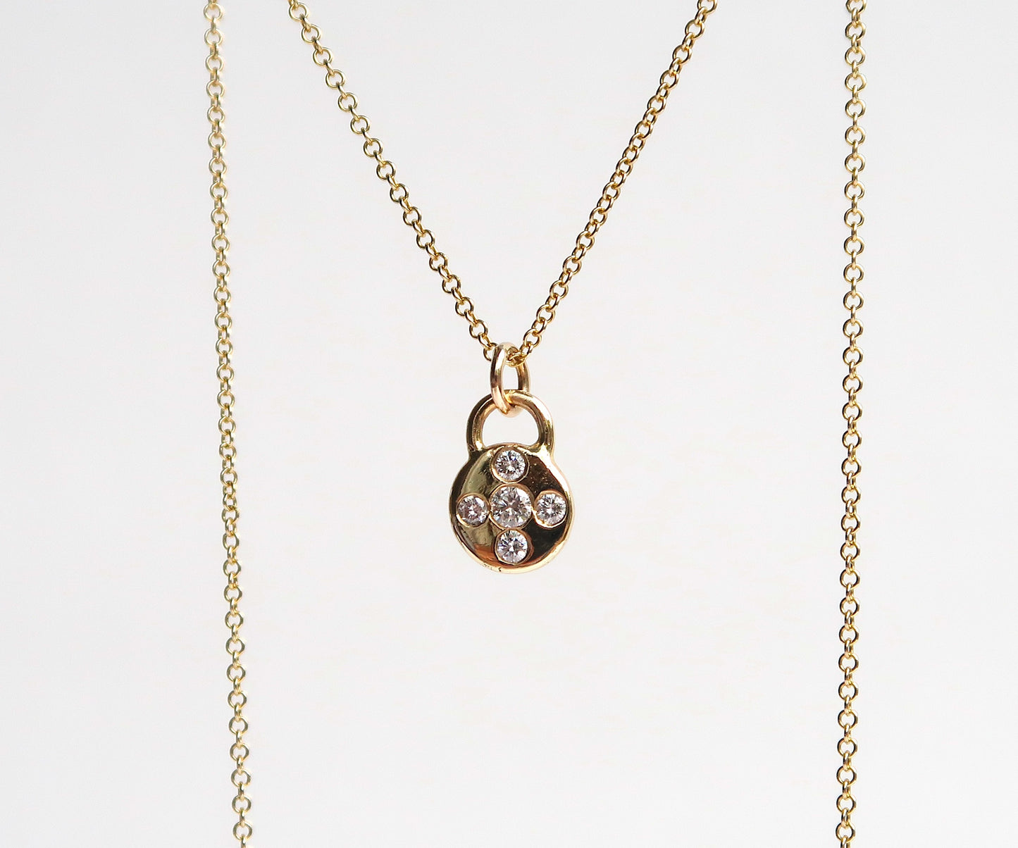 5 Stone Diamond Disc Necklace