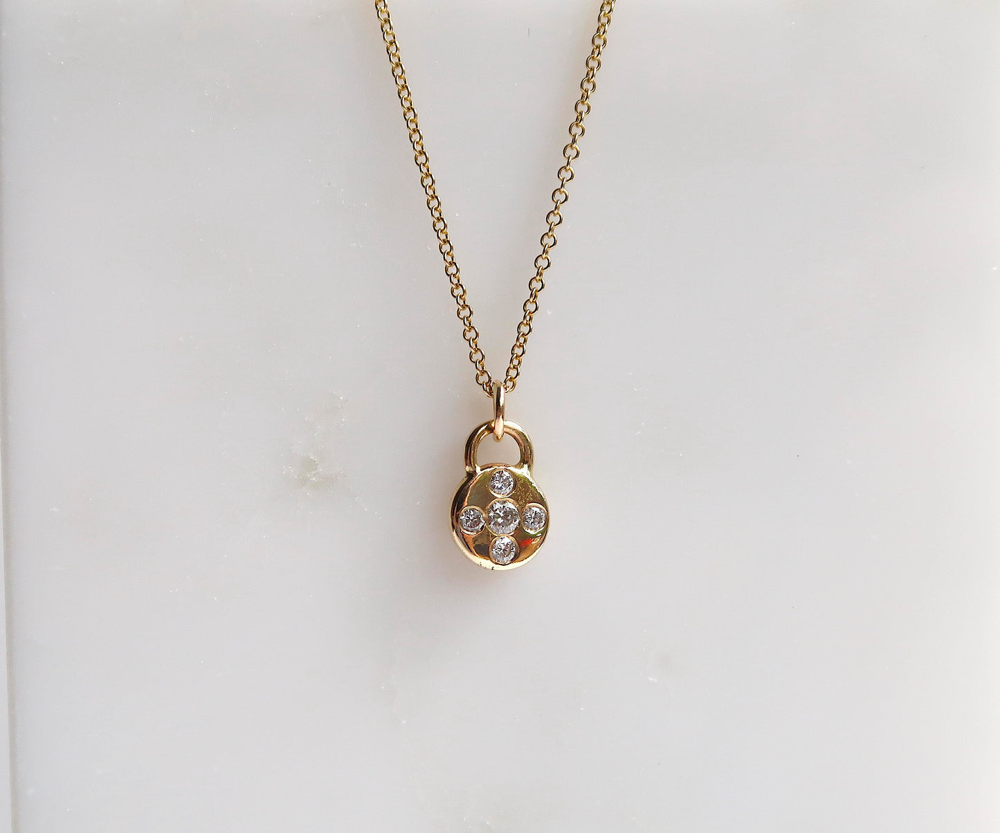 5 Stone Diamond Disc Necklace