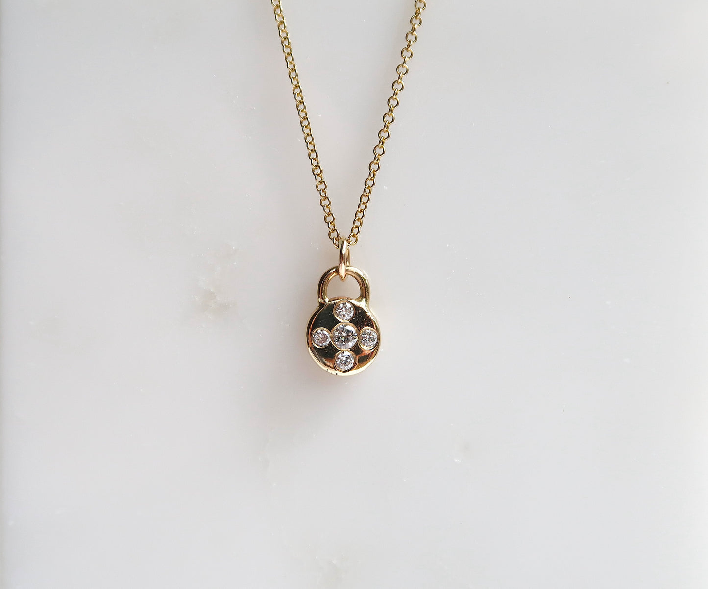 5 Stone Diamond Disc Necklace