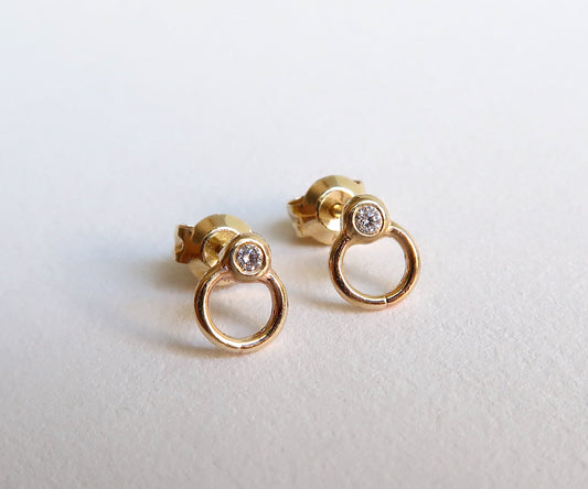 Nishi Gold Circle Diamond Studs