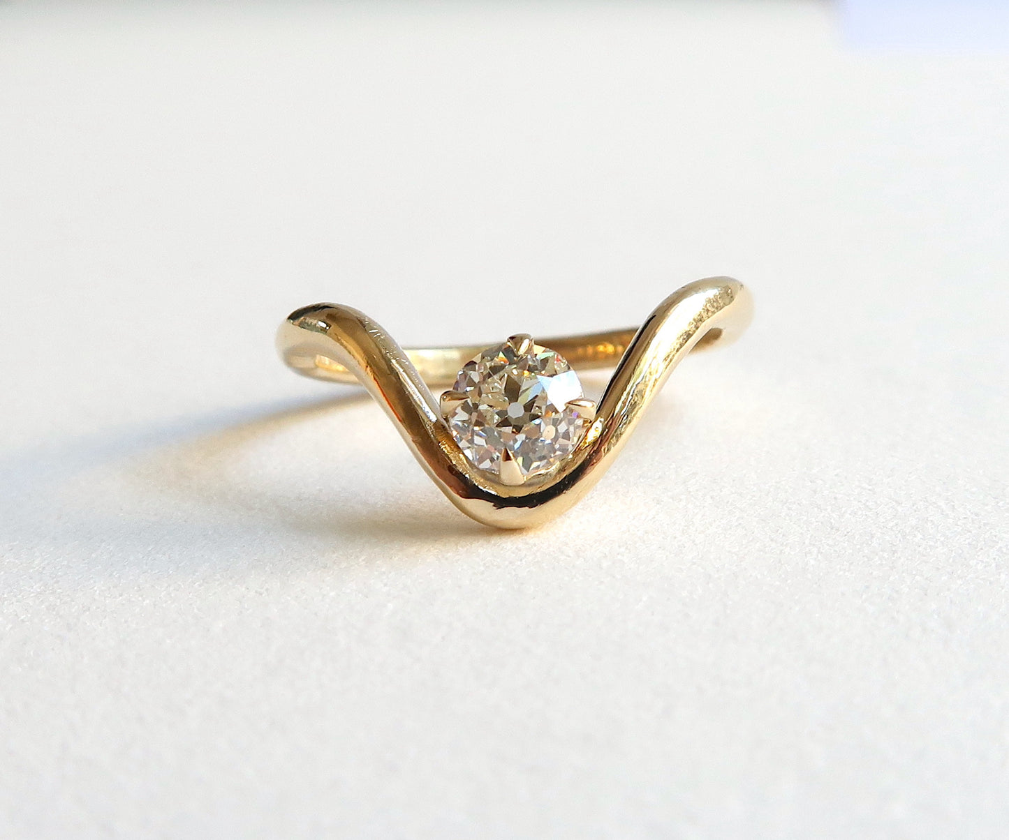 Diamond + Gold Curved Ring