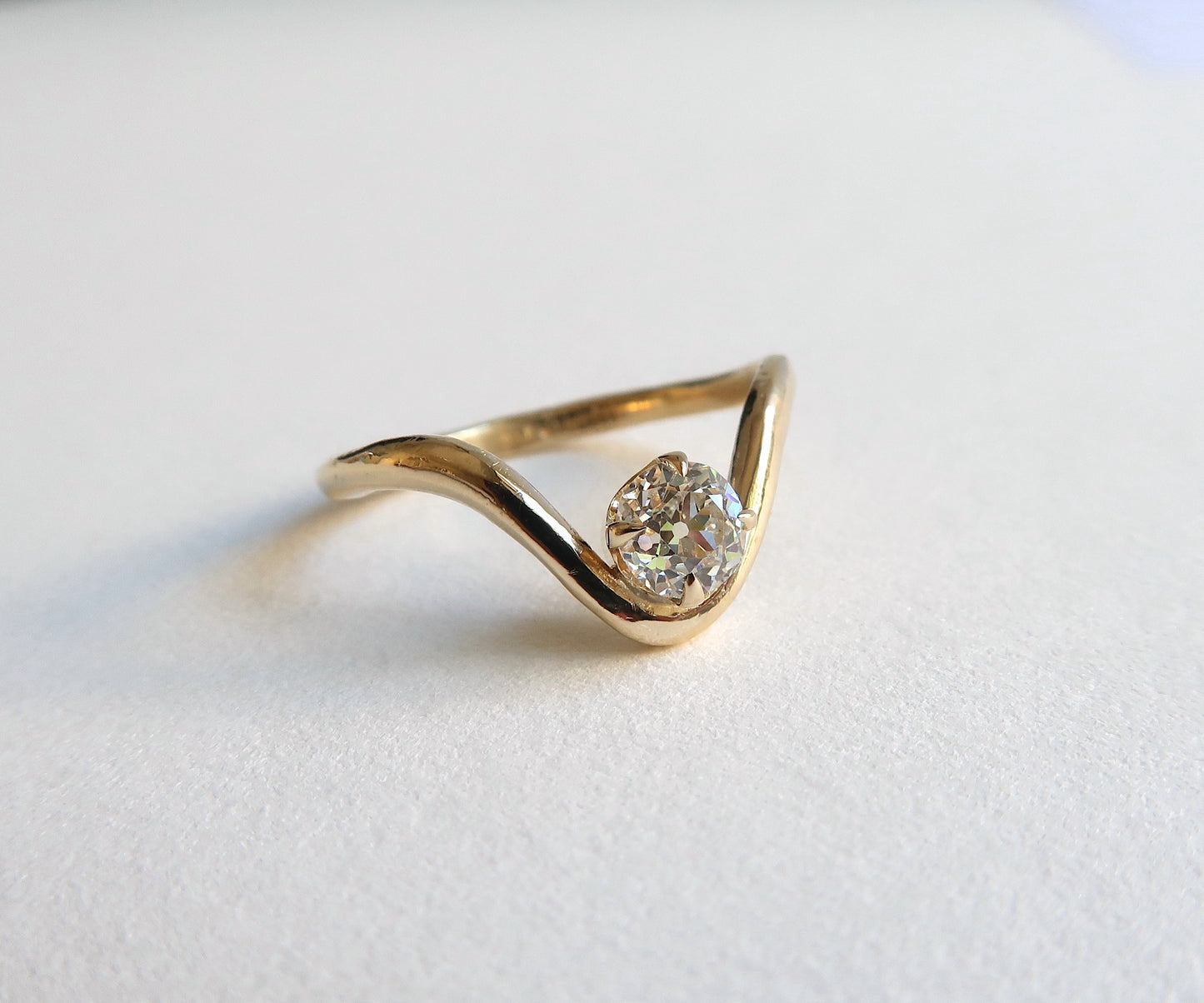 Diamond + Gold Curved Ring