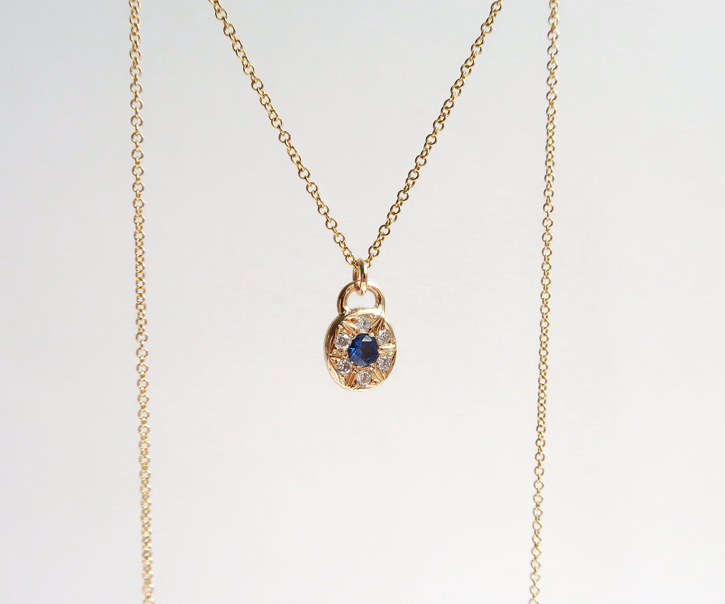 Sapphire and Diamond Disc Necklace