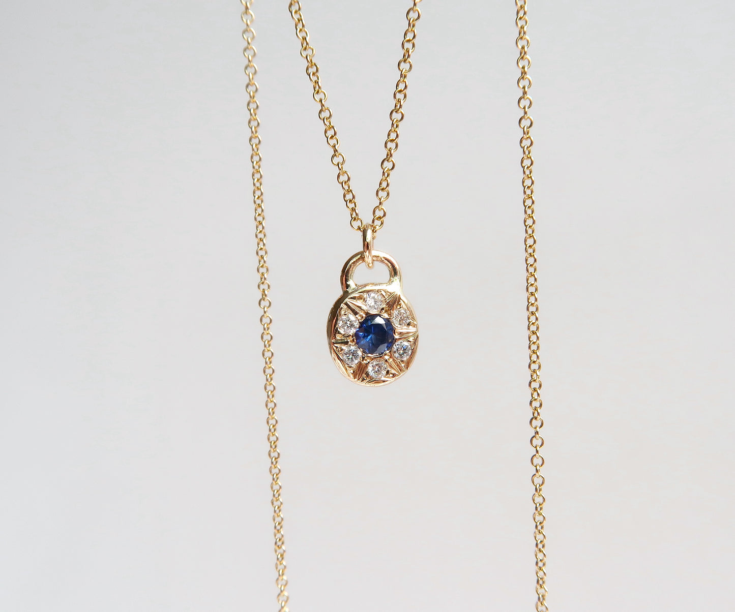 Sapphire and Diamond Disc Necklace