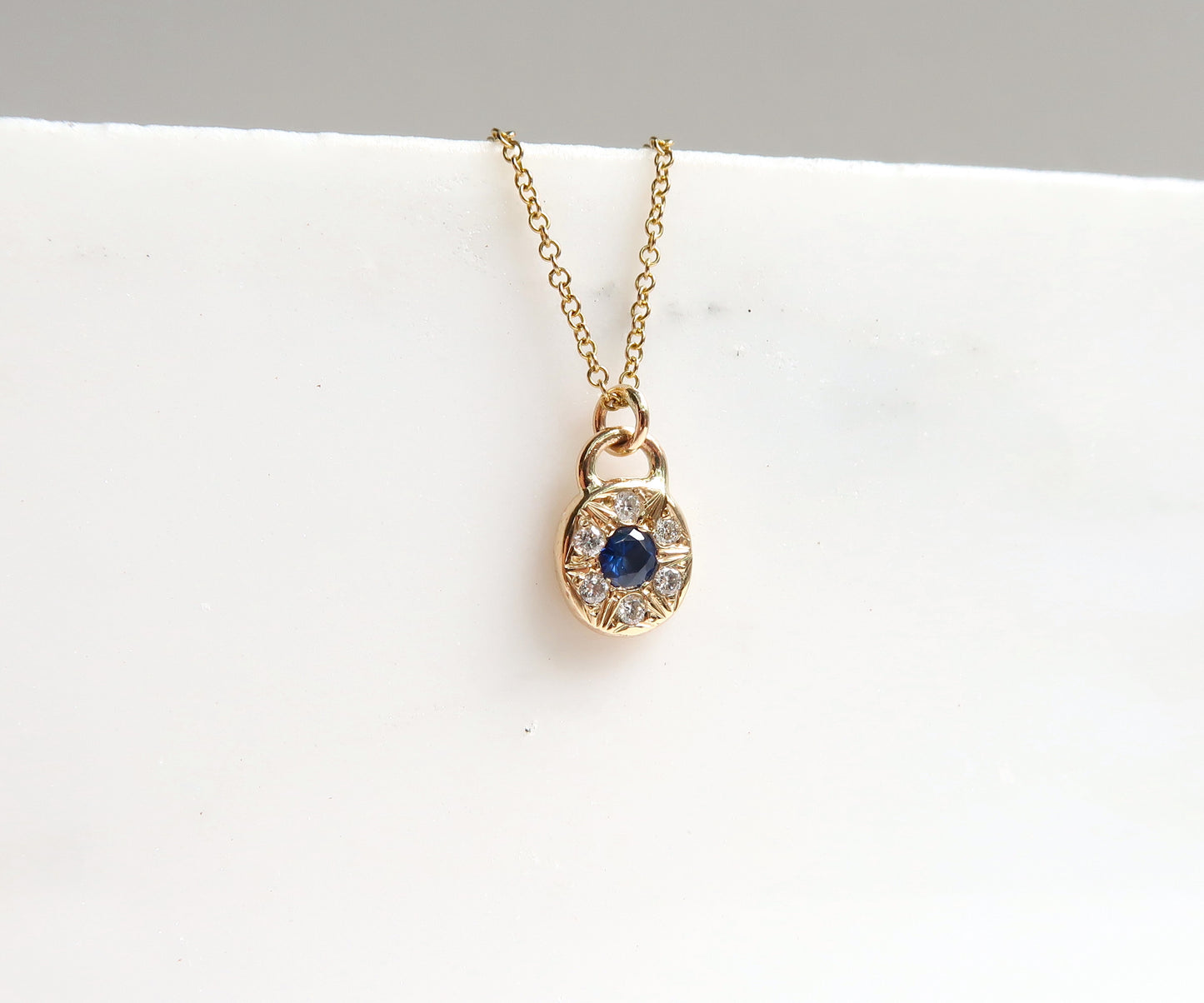 Sapphire and Diamond Disc Necklace