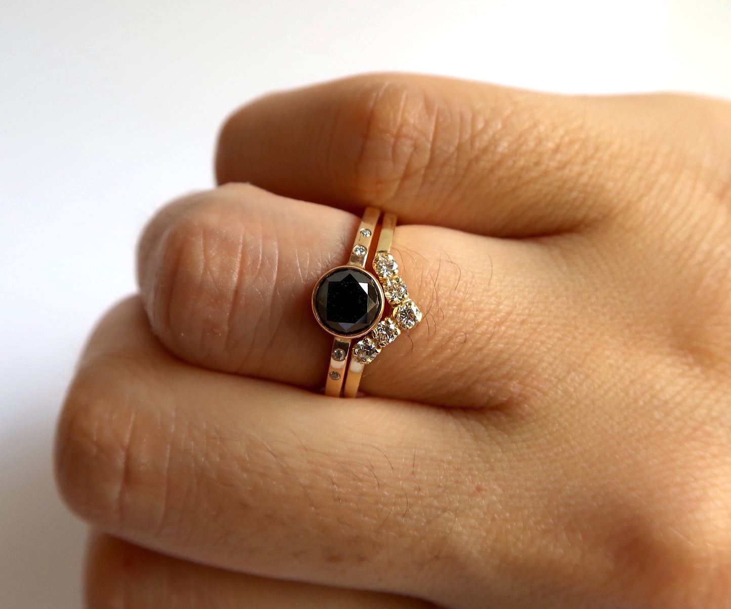 Nishi Black Diamond and Gold Ring