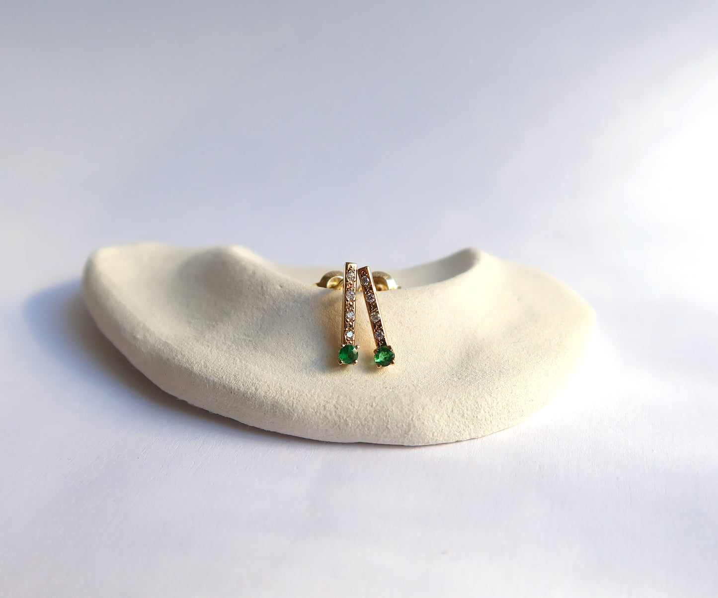 Nishi Emerald and Diamond Arrow Studs