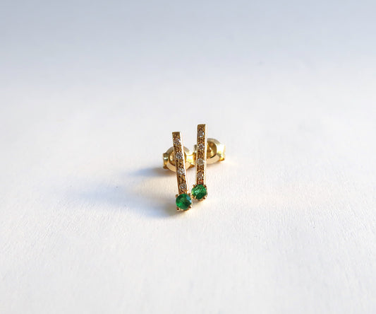 Nishi Emerald and Diamond Arrow Studs