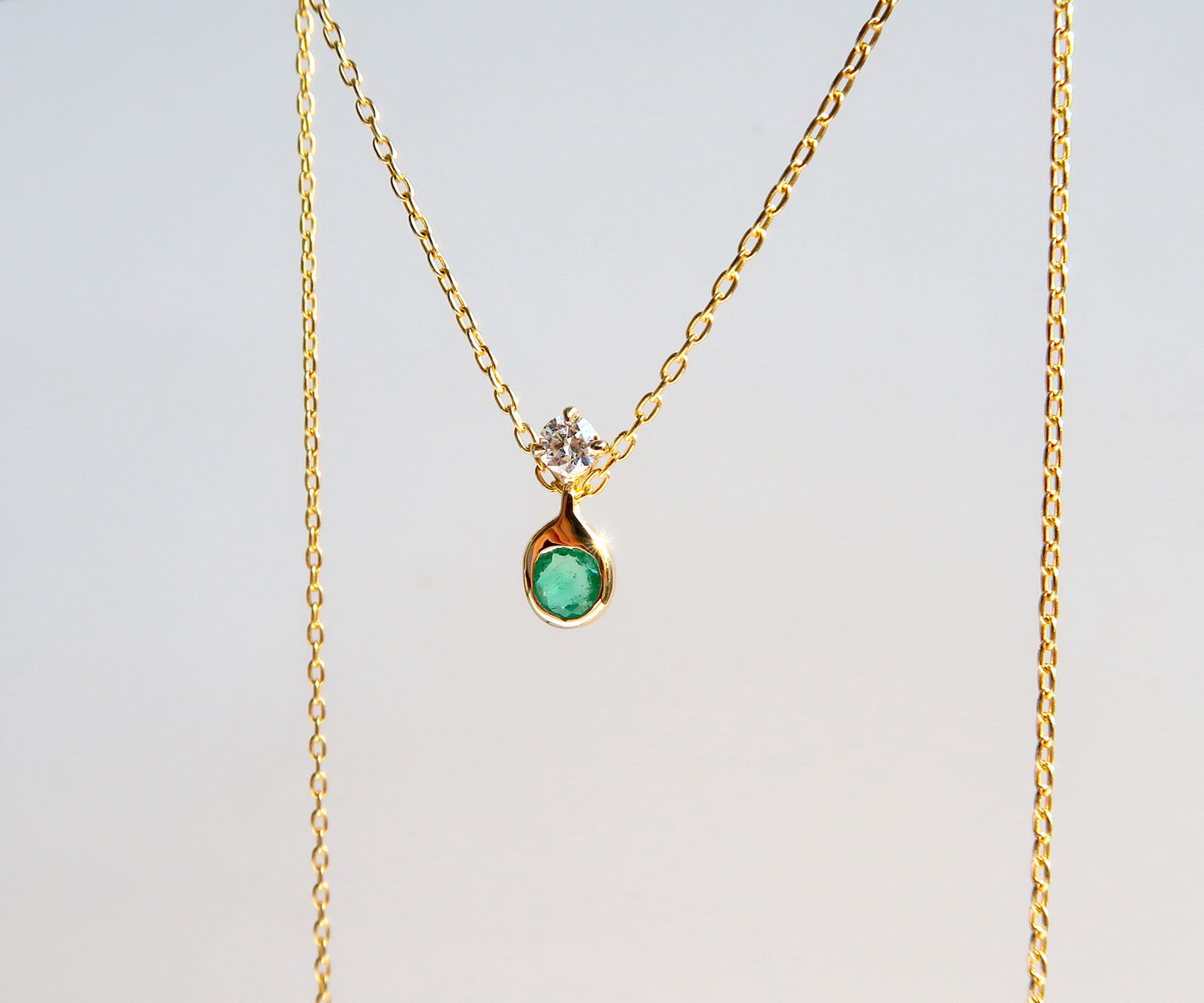 Nishi Diamond and Emerald Slider Necklace