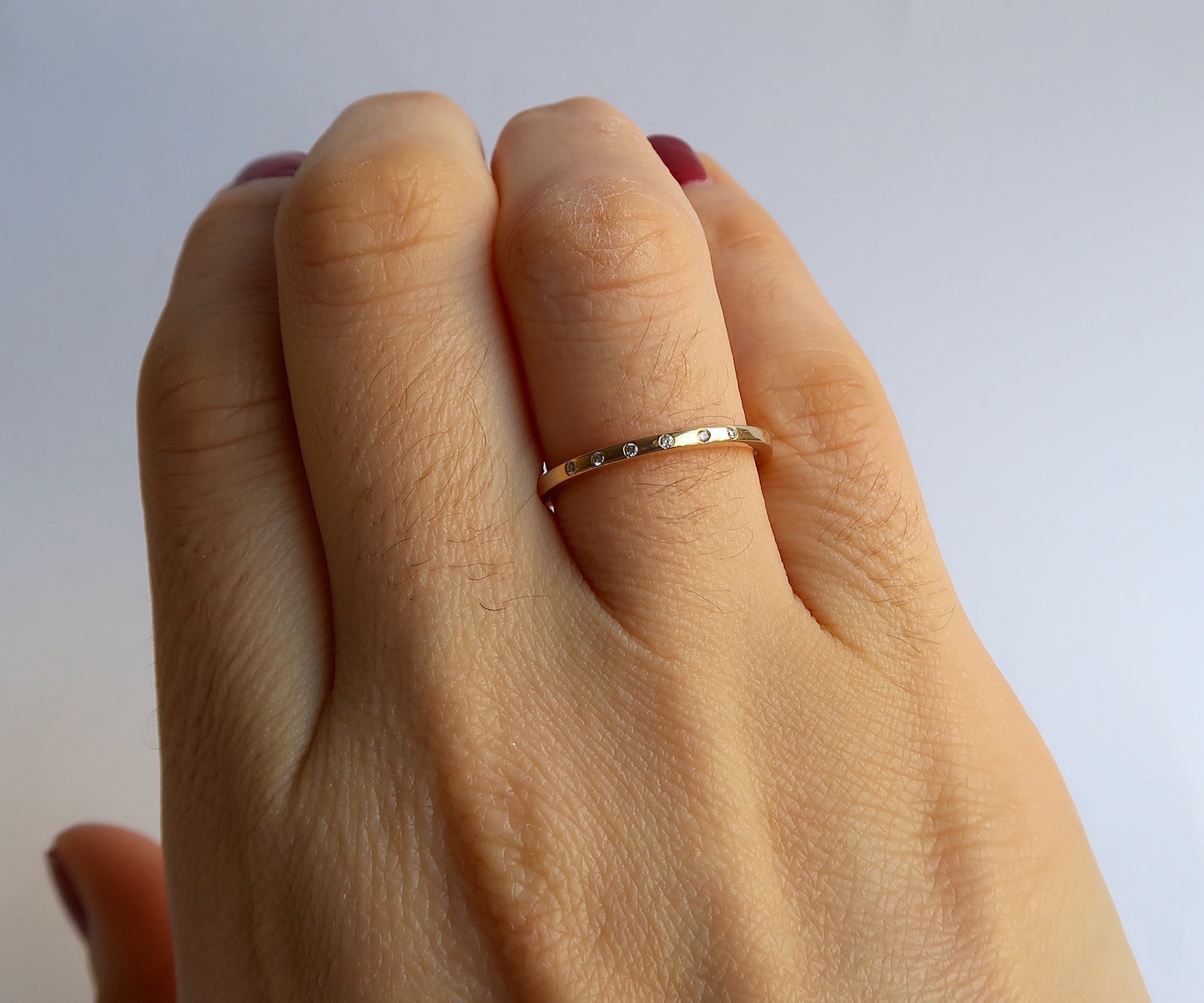 Nishi Diamond Flat Gold Band