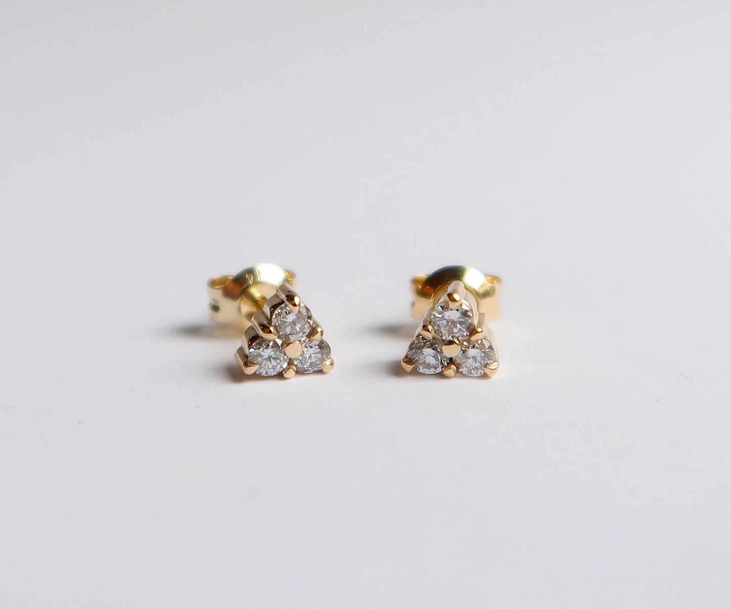 Nishi Diamond Triangle Yellow Gold Studs