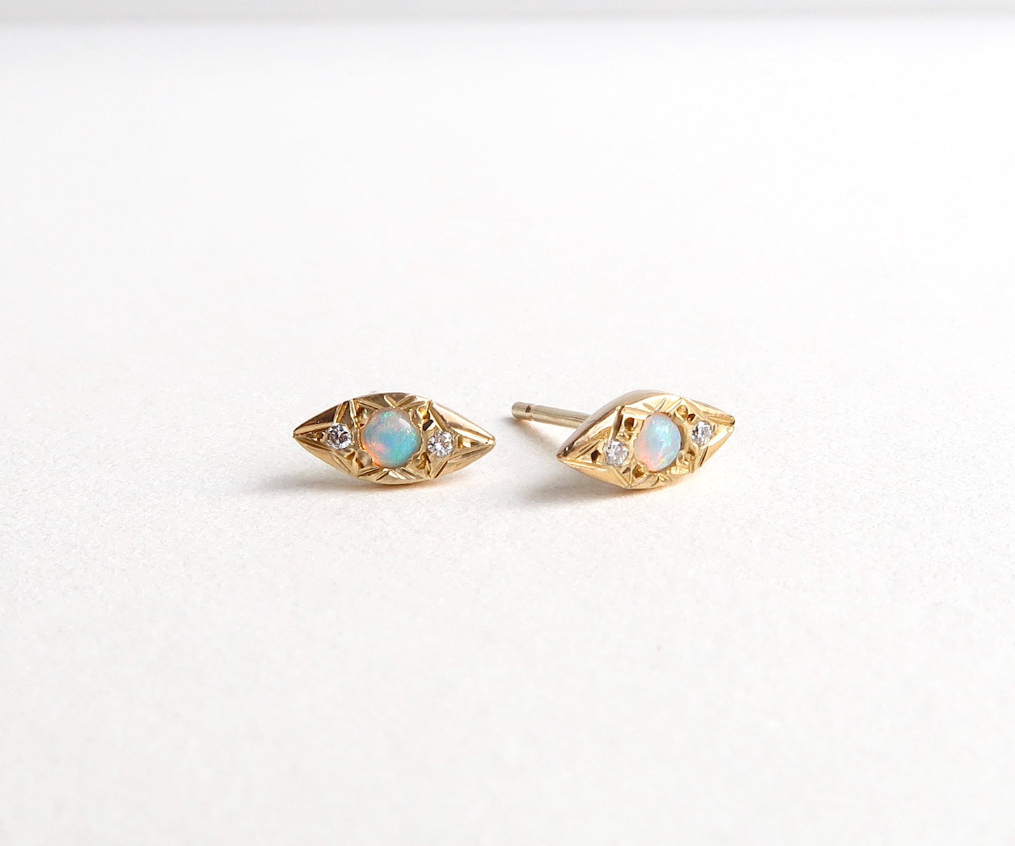 Nishi Kite Opal and Diamond Studs