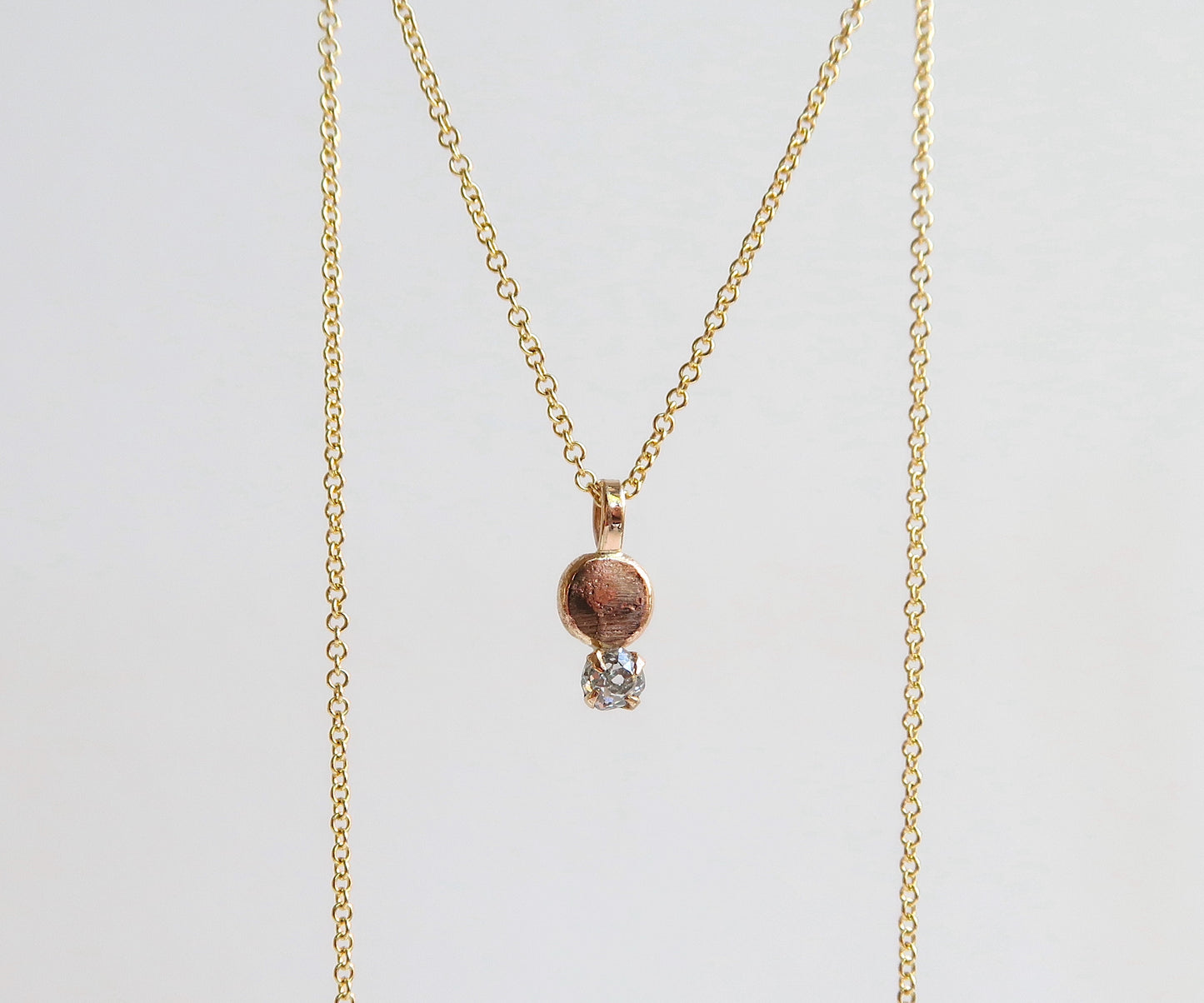 Nishi old mine cut diamond pebble necklace