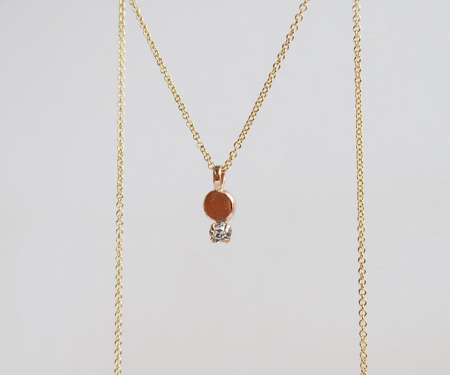 Nishi old mine cut diamond pebble necklace