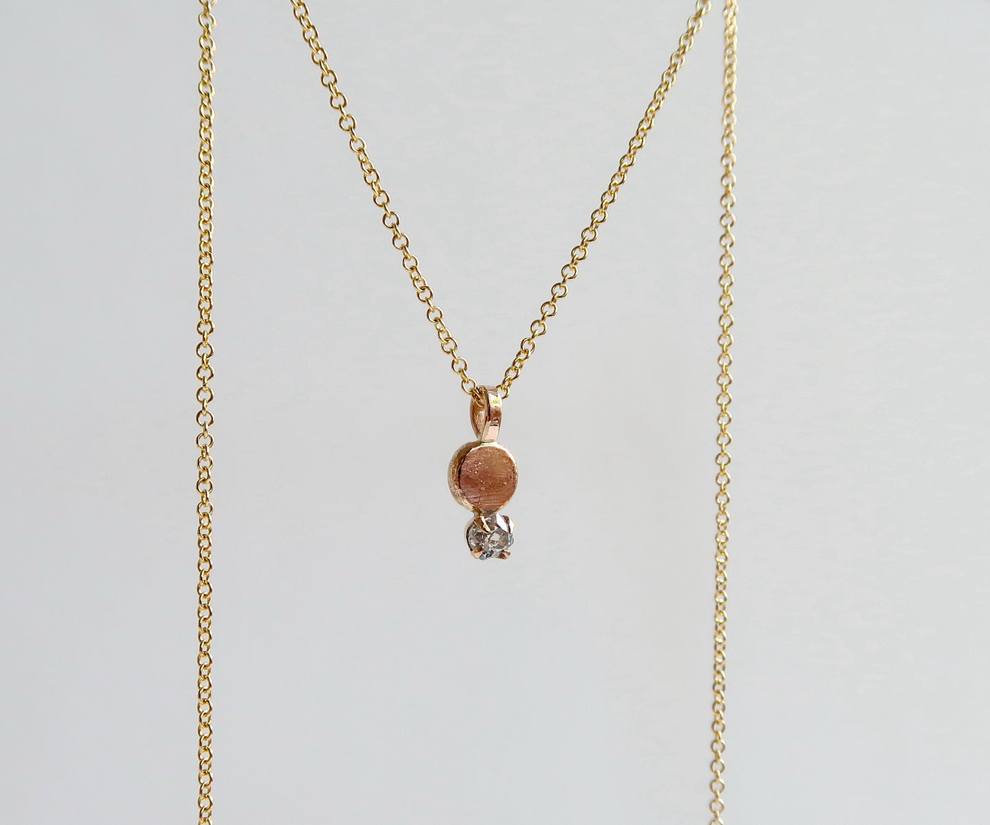 Nishi old mine cut diamond pebble necklace