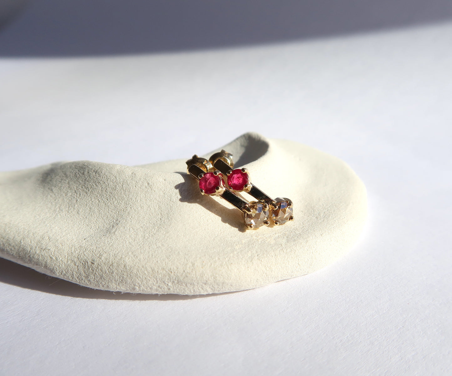 Ruby + Rose Cut Diamond Earrings