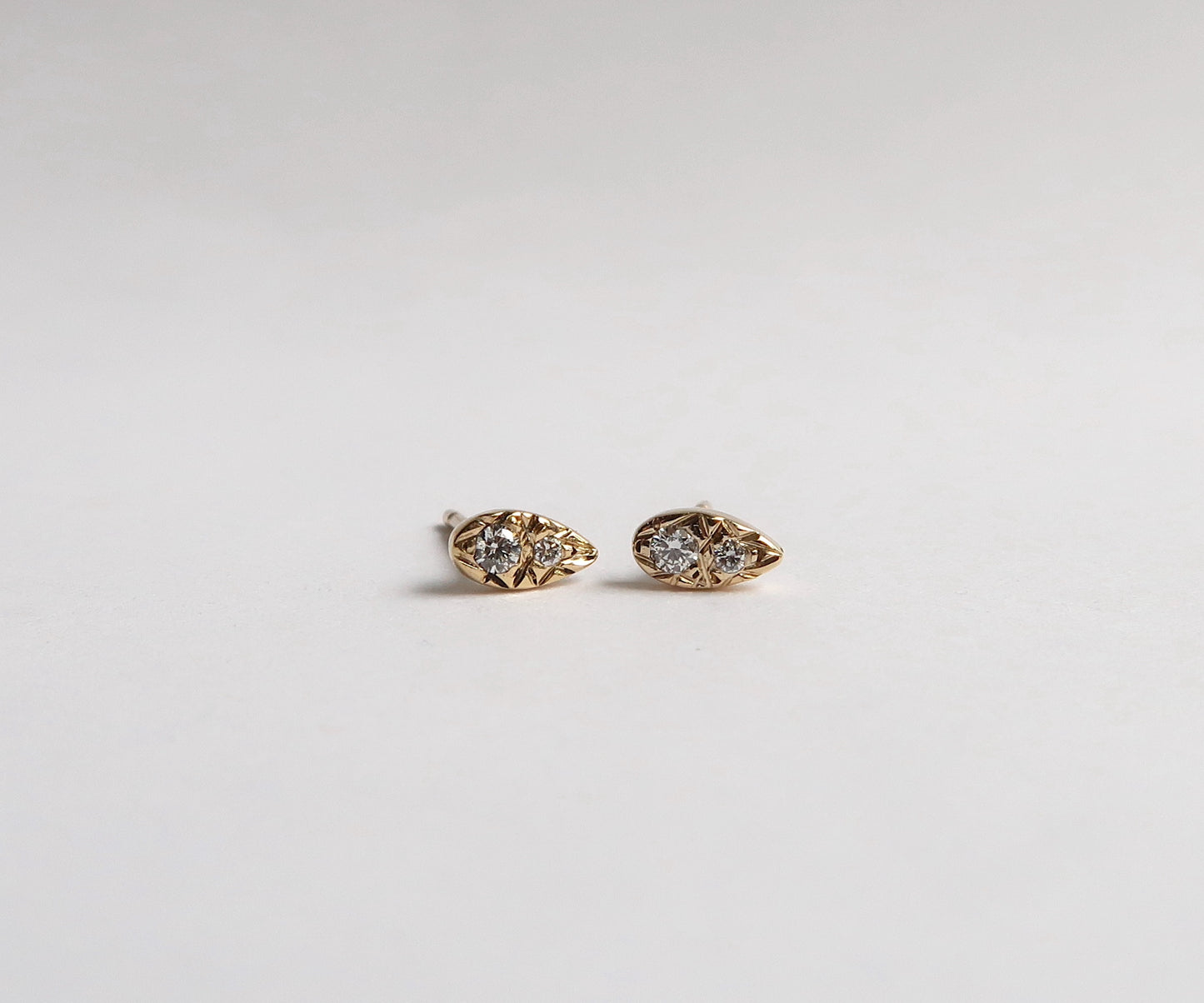 Diamond Drop Yellow Gold Nishi Studs