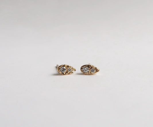 Diamond Drop Yellow Gold Nishi Studs