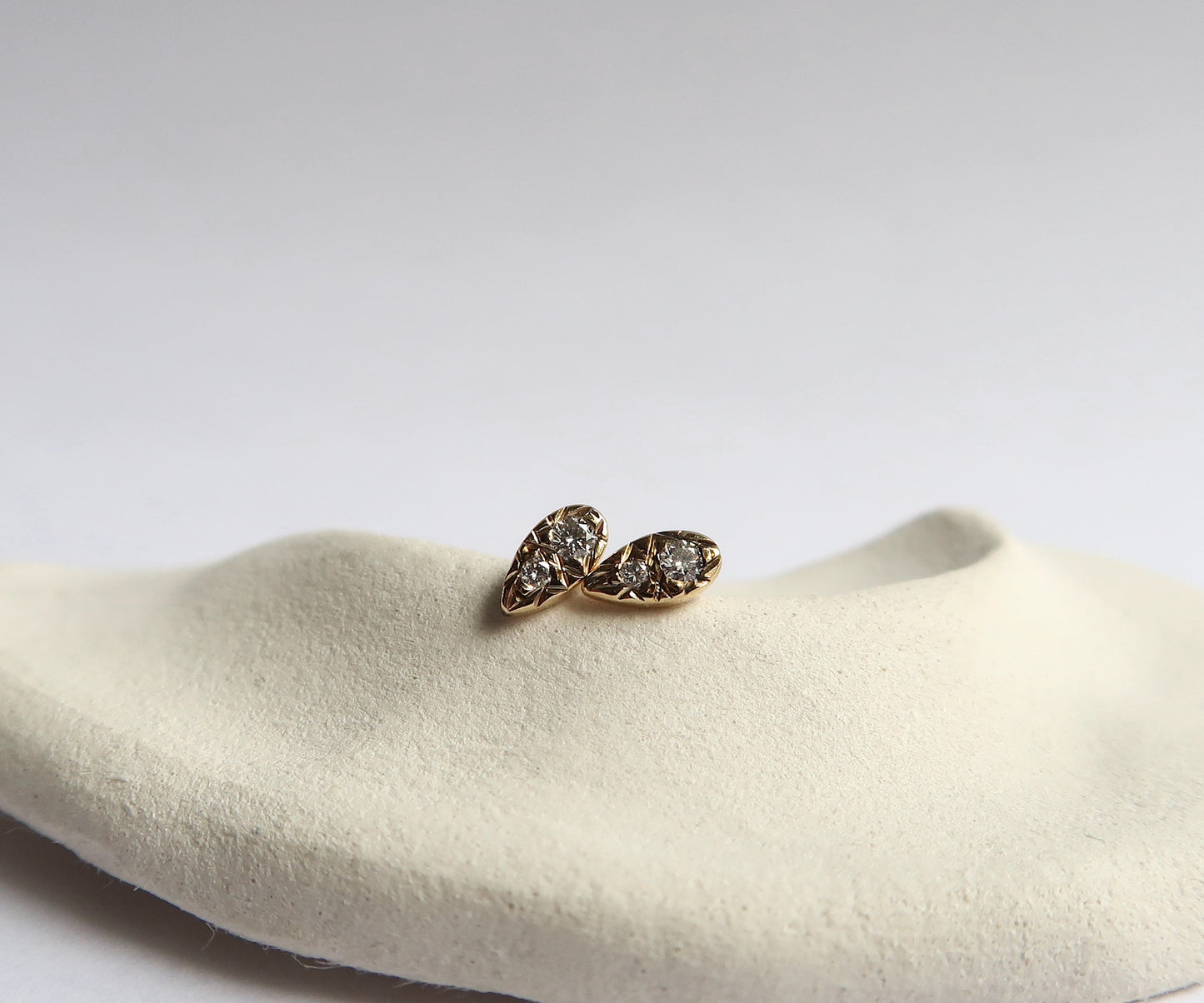 Diamond Drop Yellow Gold Nishi Studs