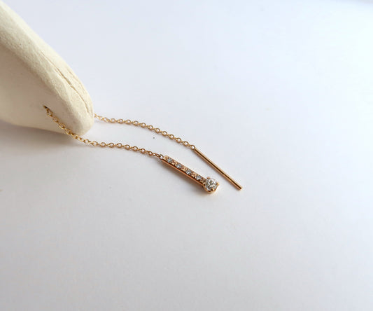 Nishi Old Mine cut diamond threader earring