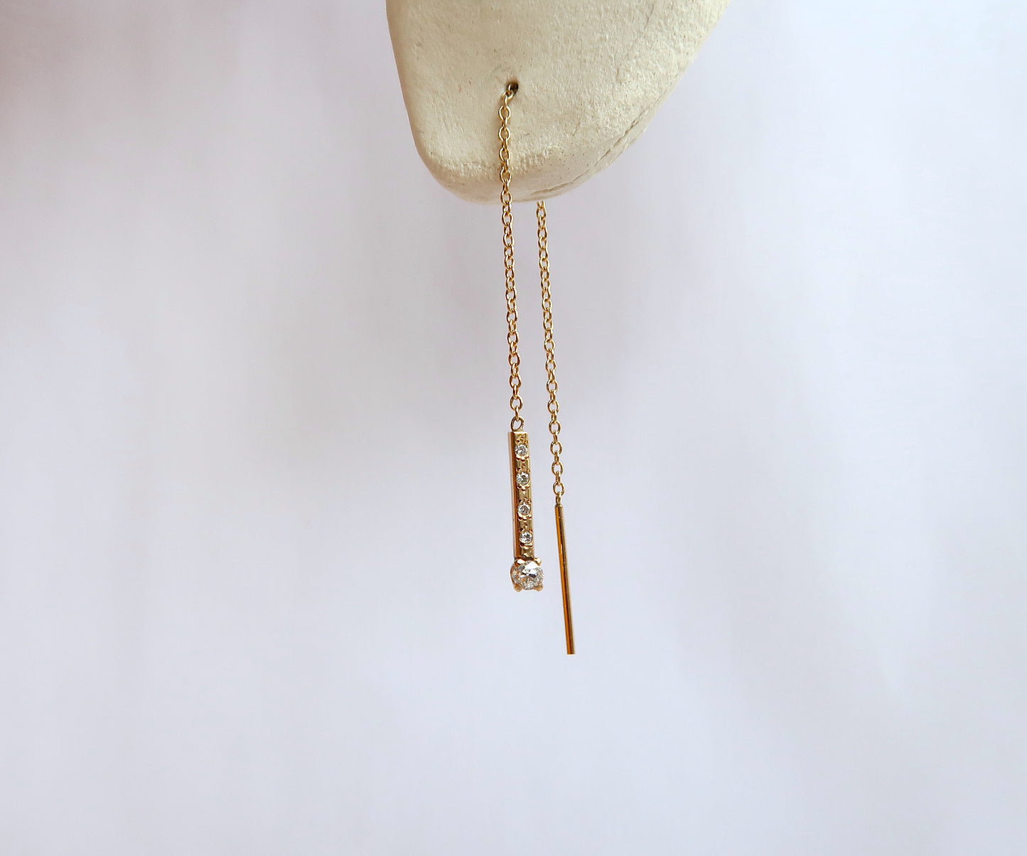 Old Mine Cut Diamond Threader Earring