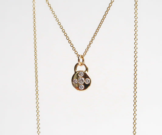 5 Stone Diamond Disc Necklace