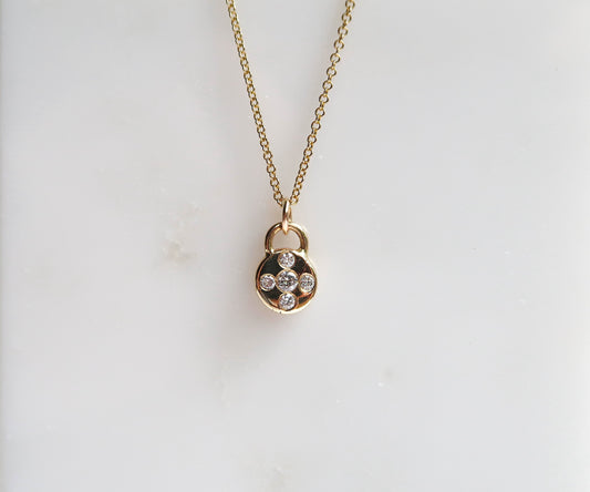5 Stone Diamond Disc Necklace