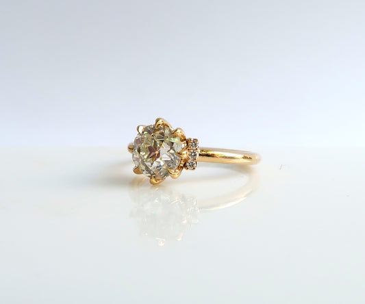 Eight prong old European cut diamond ring in yellow gold
