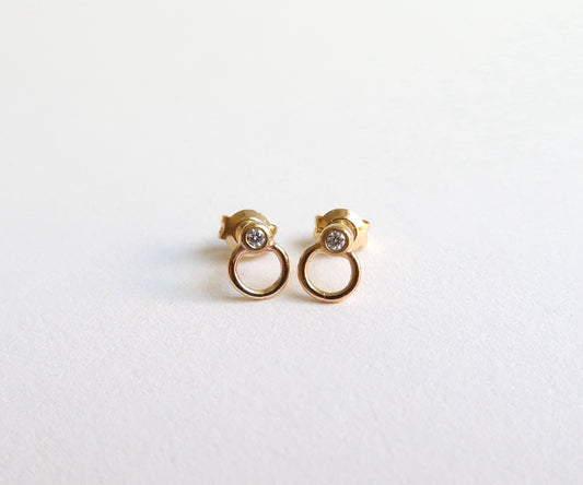 Nishi Gold Circle Diamond Studs 