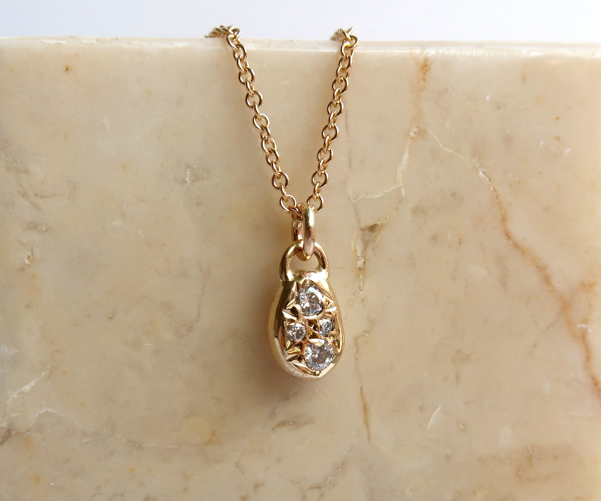 Diamond droplet pendant necklace