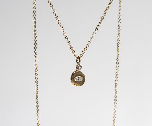 Nishi evil eye diamond necklace 14K yellow gold