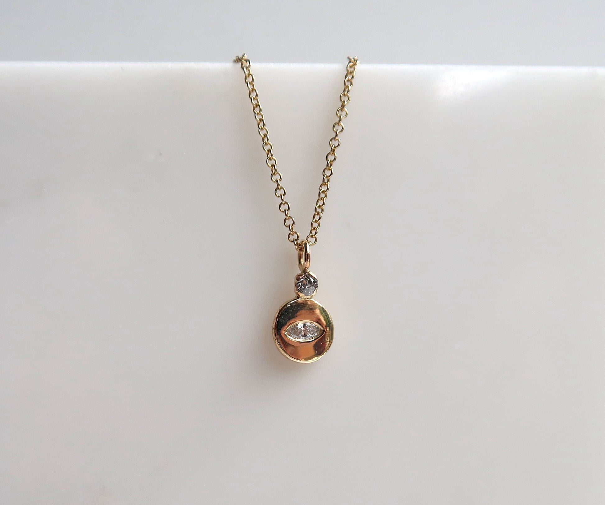 Nishi Evil Eye Diamond Necklace 14K yellow gold