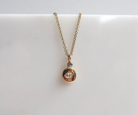 Nishi Evil Eye Diamond Necklace 14K yellow gold