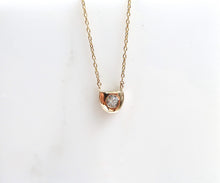Load image into Gallery viewer, Nishi diamond half moon gold frame necklace