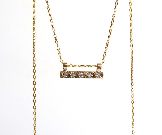 Diamond bar necklace yellow gold