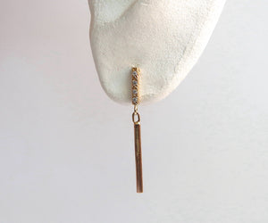 Diamond gold bar link earrings