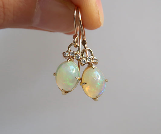 Opal and Diamond Earrings