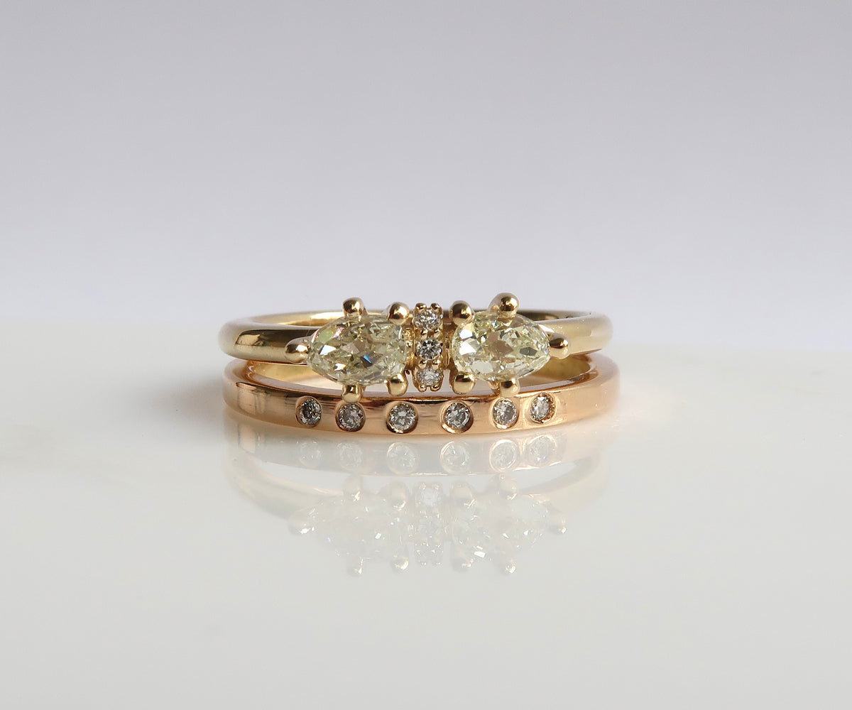Nishi pear cut diamond ring in yellow gold