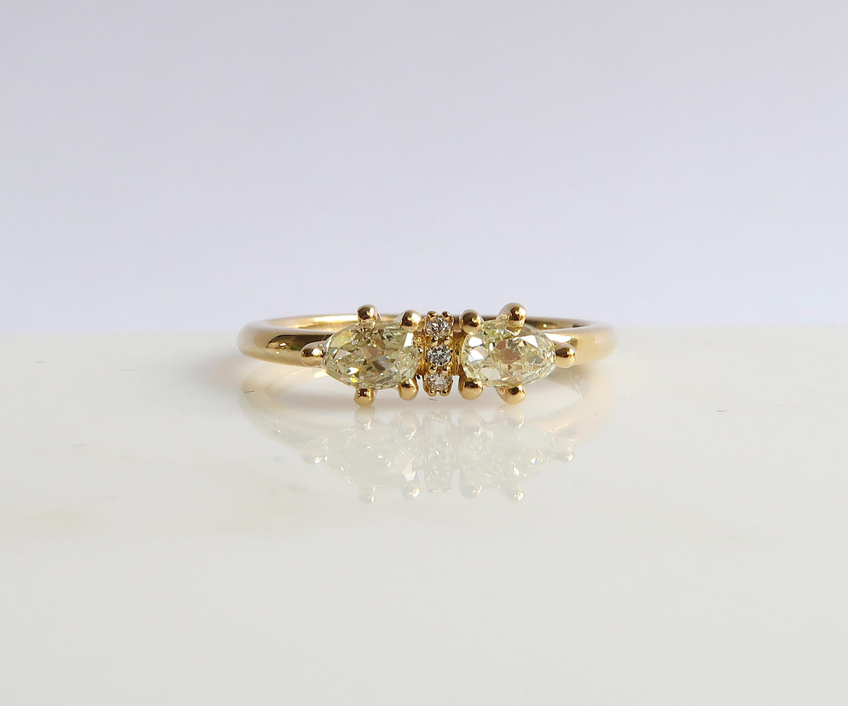 Nishi pear cut diamond ring in yellow gold