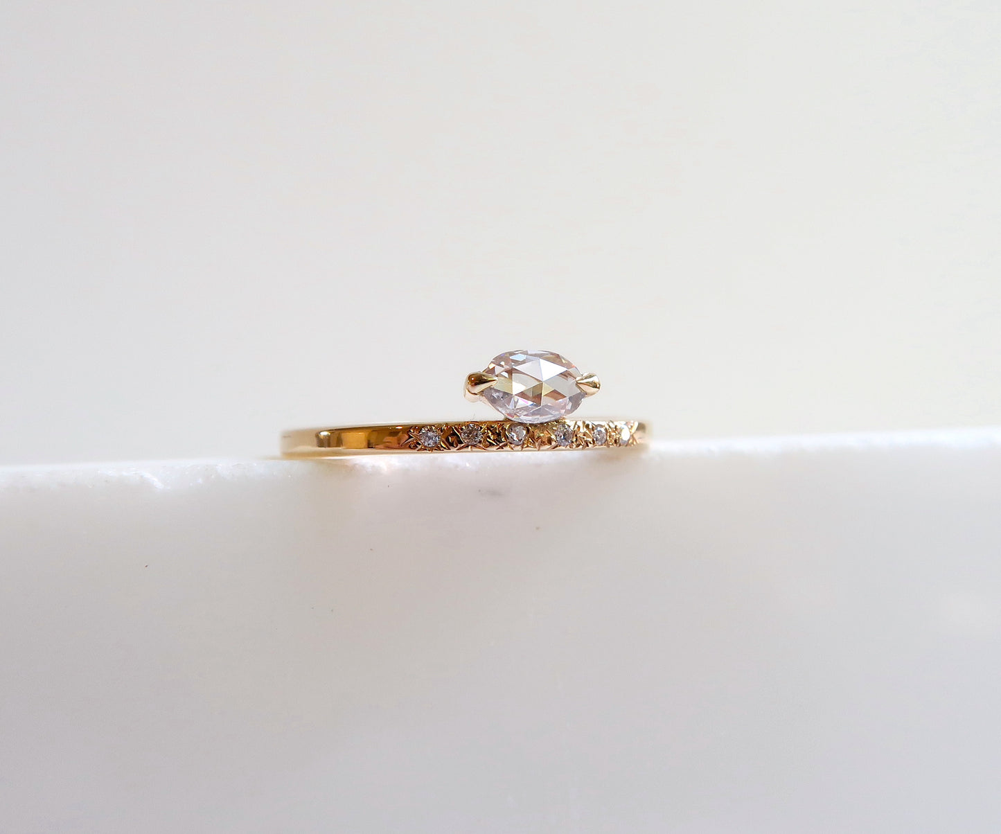 Rose Cut Pear Diamond Ring