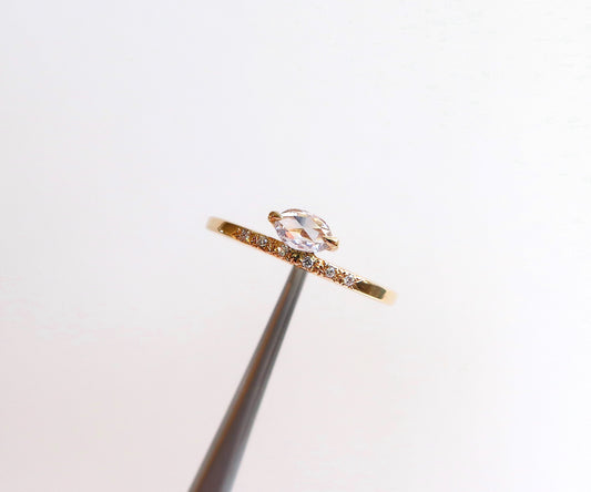 Rose Cut Pear Diamond Ring