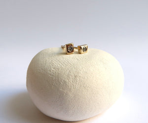 Nishi gold square diamond studs