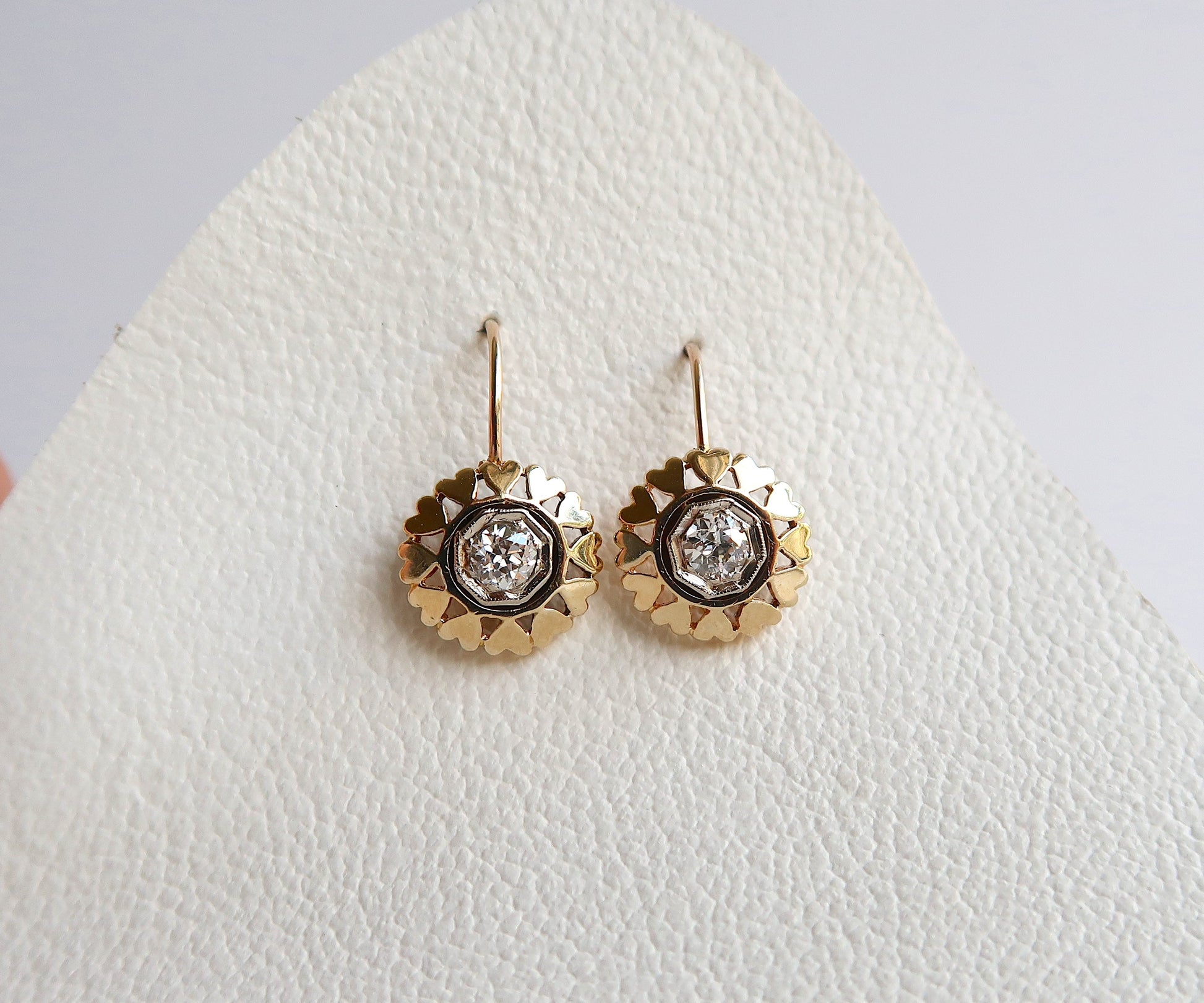 Diamond and gold circular earrings
