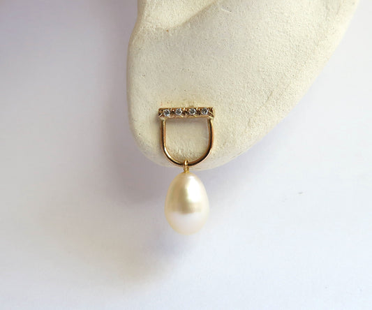 Pearl and Diamond Bell Earrings