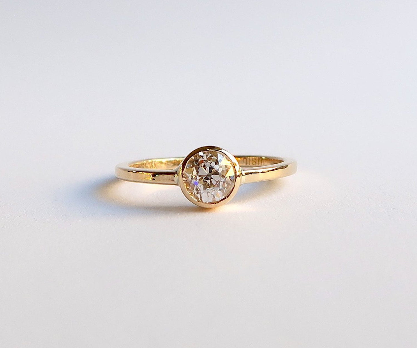 Nishi Old Mine Cut Bezel Set Diamond Solitaire Gold Ring