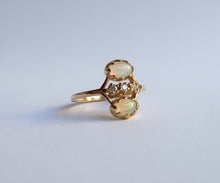 Load image into Gallery viewer, Nishi Cabochon Opal and Diamond Twin Ring Yellow Gold