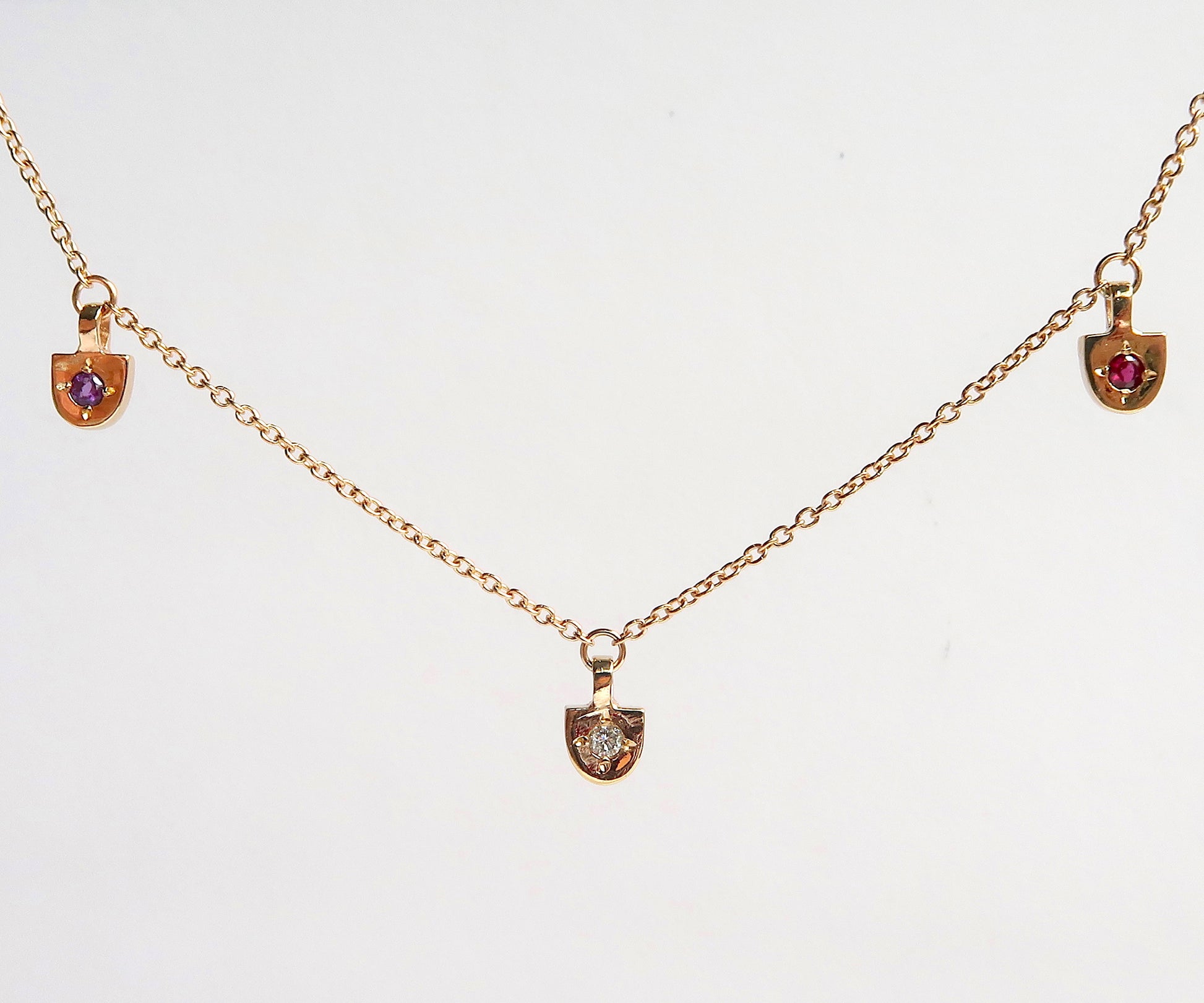 Nishi Shield Customizable Birthstone Gold Necklace