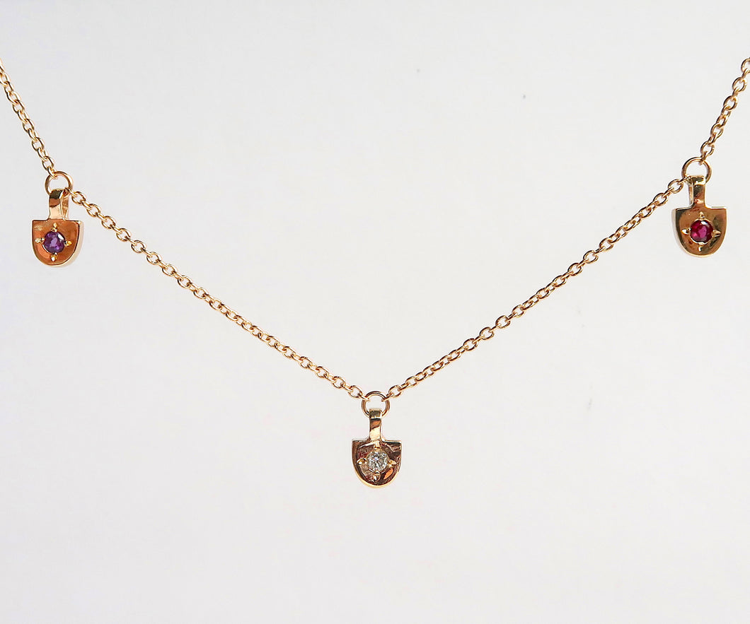 Nishi Shield Customizable Birthstone Gold Necklace