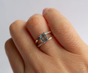 Nishi Aquamarine and Diamond Gold Ring