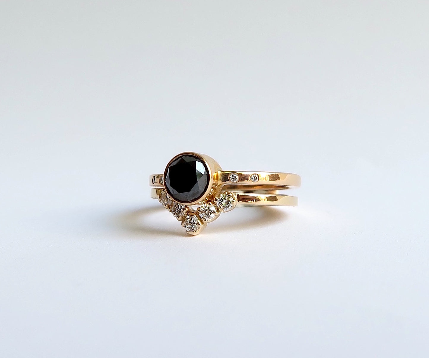 Nishi Black Diamond and Gold Ring